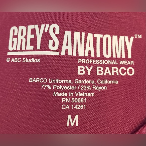 Grey's Anatomy Set of 4 Scrub Tops in Red, Purple, Teal & Maroon Size M - Picture 4 of 14